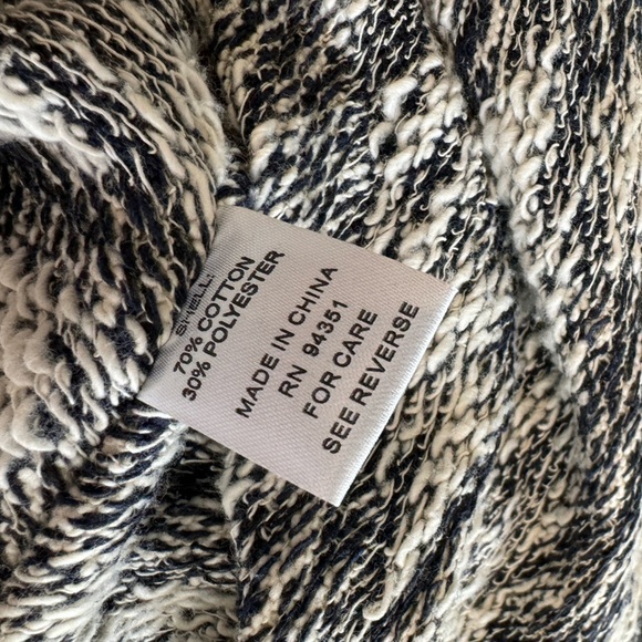 Joy Joy Blue White Tassel Edging V-Neck Poncho (S/M) - Picture 10 of 10